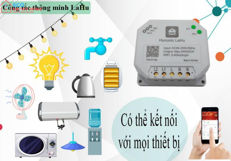 Công tắc thông minh Hunonic Lahu 2 kênh (500W/1 kênh)