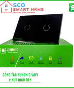 công tắc cảm ứng hunonic wifi 2 nút màu đen