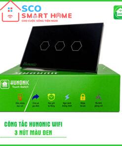 công tắc cảm ứng hunonic wifi 3 nút màu đen