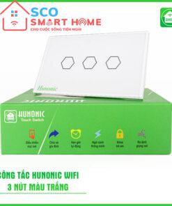 công tắc cảm ứng hunonic wifi 3 nút màu trắng