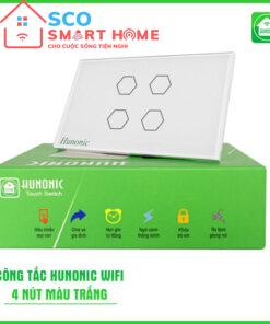 công tắc cảm ứng hunonic wifi 4 nút màu trắng