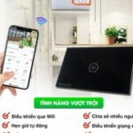 công tắc thông minh hunonic wifi công suất lớn cho bình nóng lạnh, máy bơm màu đen cảm ứng giá rẻ, điều khiển đèn từ xa qua điện thoại