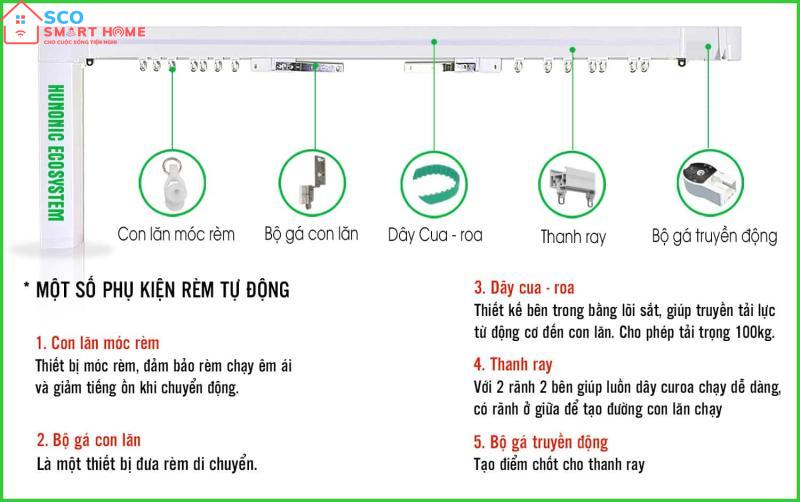 Động cơ rèm thông minh Hunonic Ecosystem | Điều khiển rèm từ xa qua điện thoại