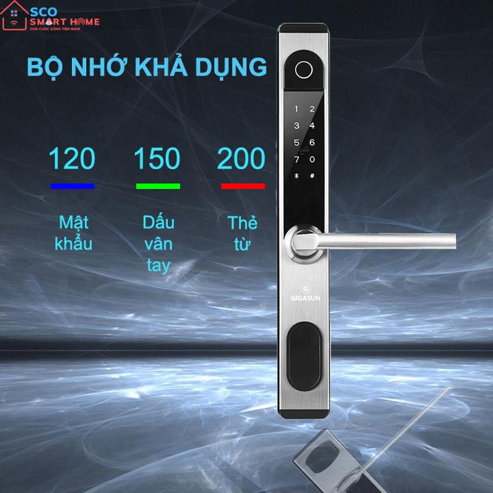 Khóa vân tay cửa nhôm kính Gigasun A02S