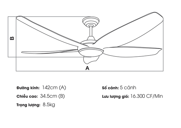 Quạt trần Nhật KAIYOKUKAN TOKY 5025